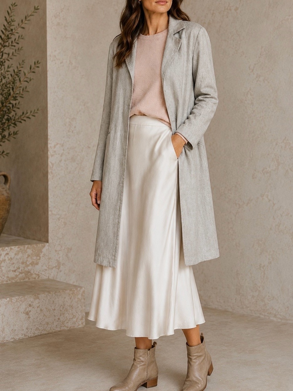Peruvian Connection Cobble Stone 100% Linen Duster Coat Minimalist Lagenlook 14